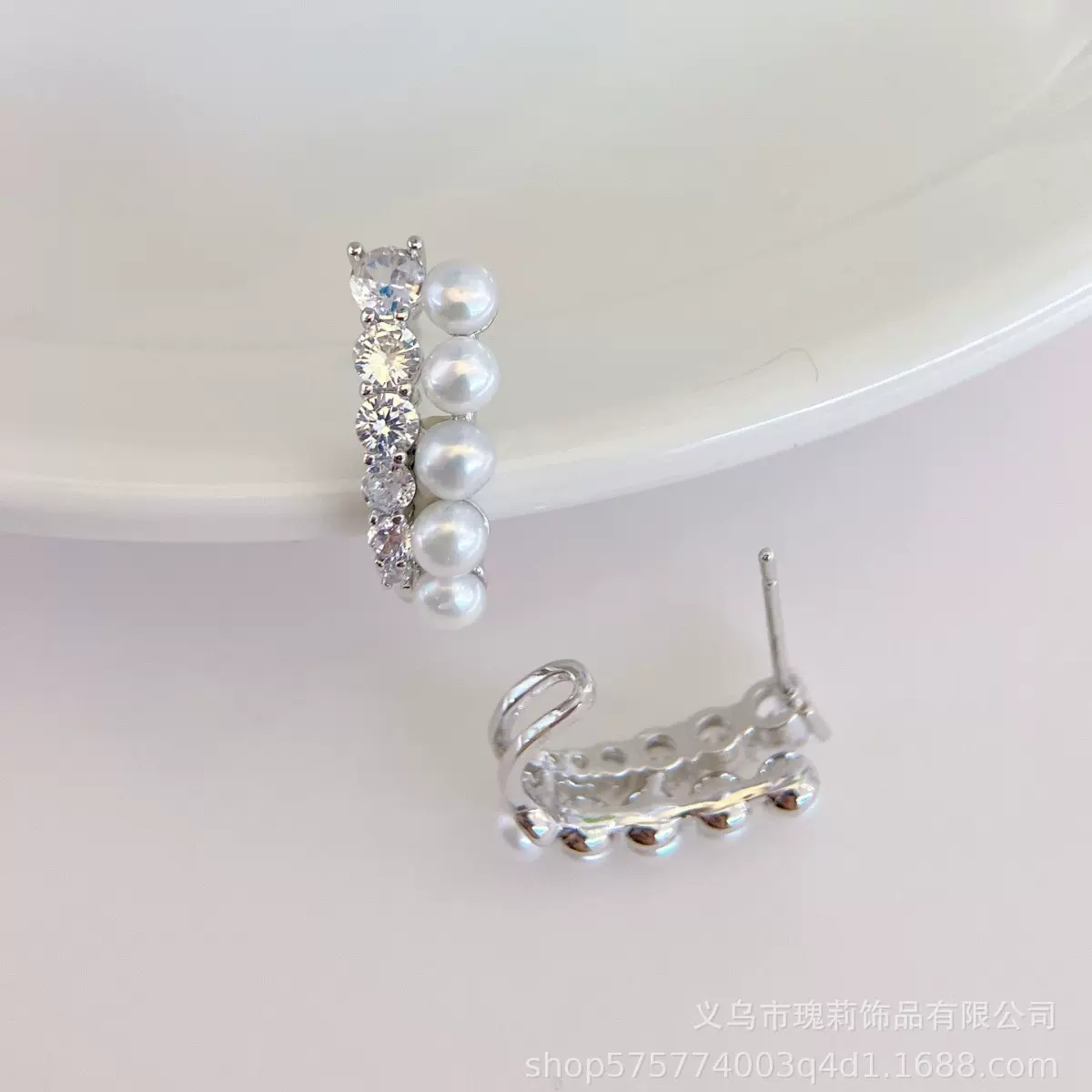 新品天然淡水珍珠耳环气泡双层设计耳钉轻奢简约高级感纯银耳饰