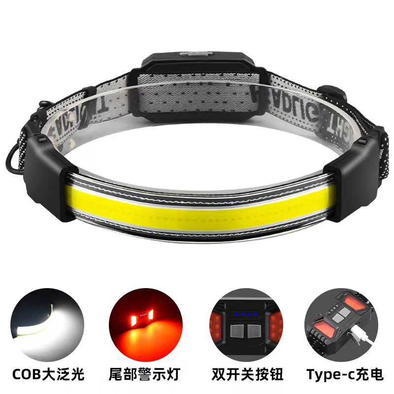 Transfronterizo nuevo LED montado en la cabeza de silicona Luz de pesca USB recargable senderismo camping iluminación al aire libre faro al por mayor