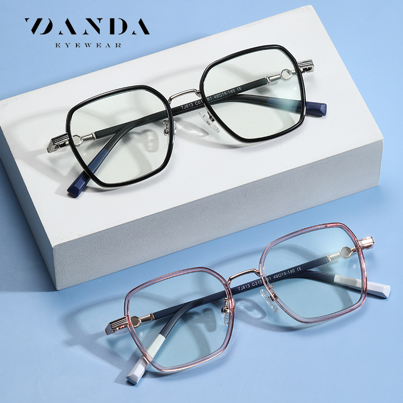 Nuevo artístico anti-azul claro gafas lisas de las mujeres de moda multilateral miopía gafas marco TJ813 ultra-ligero TR90 gafas de ordenador