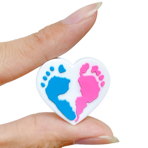 Cross-border silicone heart footprint beads DIY beading pen nipple anti-drop chain keychain bracelet jewelry accessories