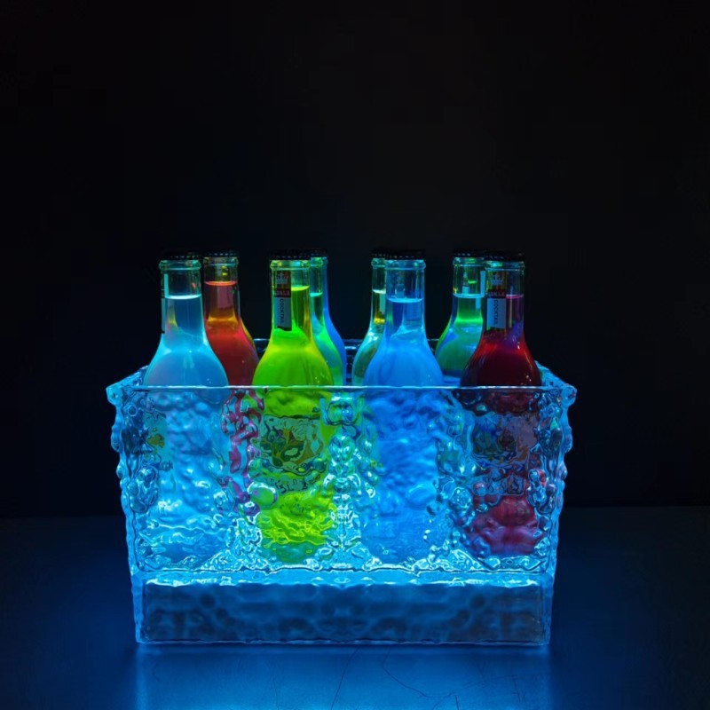 新しいバー氷紋発光ビール桶ledシャンパン桶バーアイデアktvpc透明転倒防止ビール枠|undefined