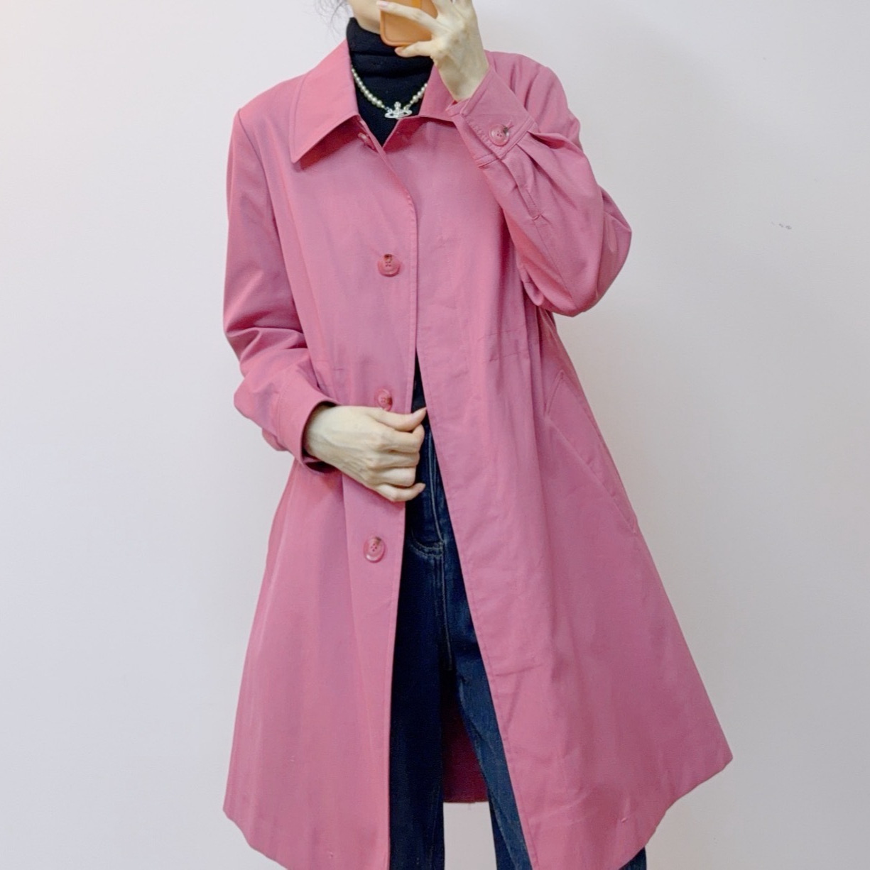 2026 Early Spring and Autum Counter Fashion Versatile Casual Lightweight Lapel Drawstring Mid-Length Windbreaker Jacket 007