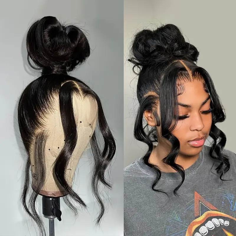12A Front Lace Wig Front Lace Wig Women's Medium Parted Big Wave Long Curly Hair Natural Full Head Cover