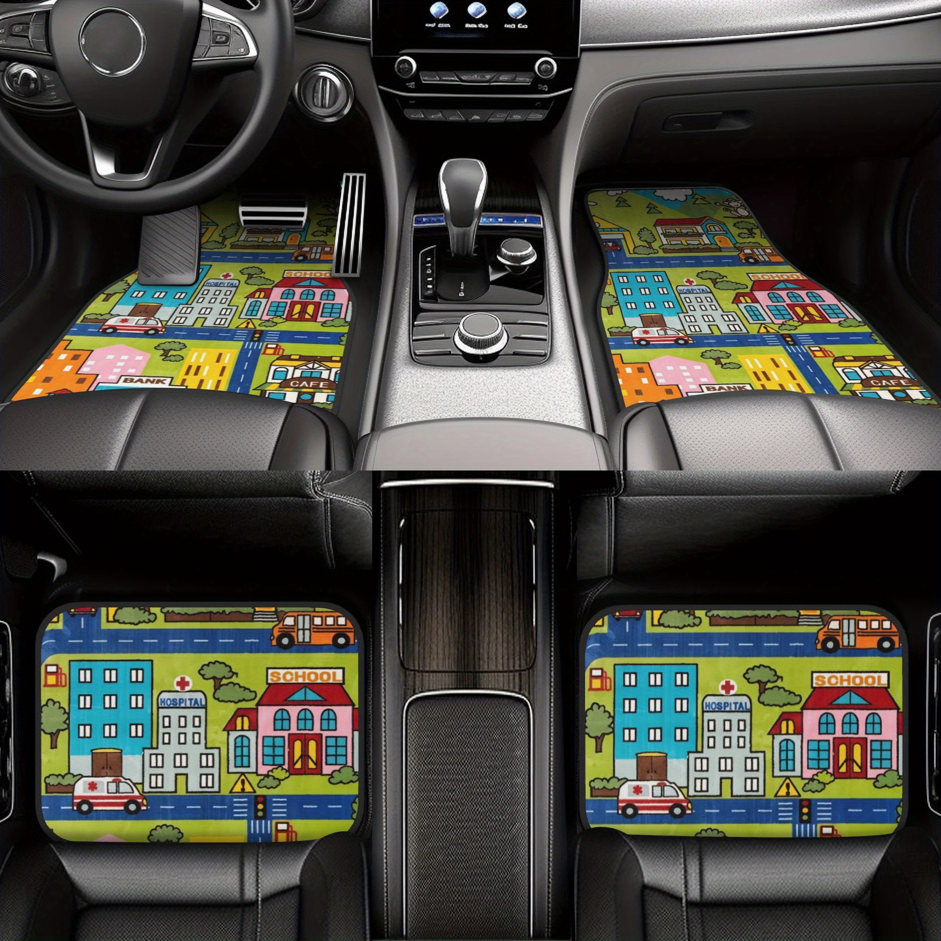 Cross-Border Best-Selling Nordic-Style Decorative Car Floor Mats, Fun Track Design, Dirt-Resistant, Wear-Resistant, Universal, Detachable Car Floor Mats