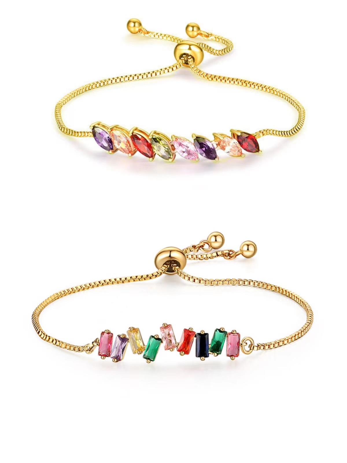 10g Weight Simple Style Geometric Copper Inlay Zircon Drawstring Bracelets