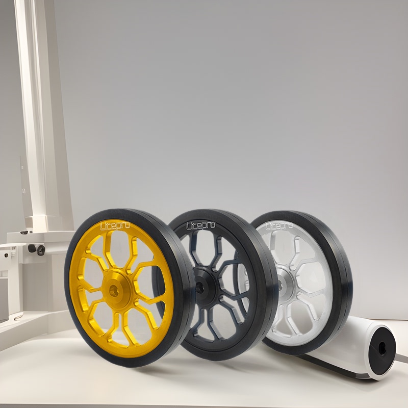 Litepro Aluminum Alloy Easy-Wheel Kit Suitable for Folding Bikes, Portable Bearing-Powered Push Wheels for Modification Litepro Aluminum Alloy Easy-Wheel Kit Suitable for Folding Bikes, Portable Bearing-Powered Push Wheels for Modification