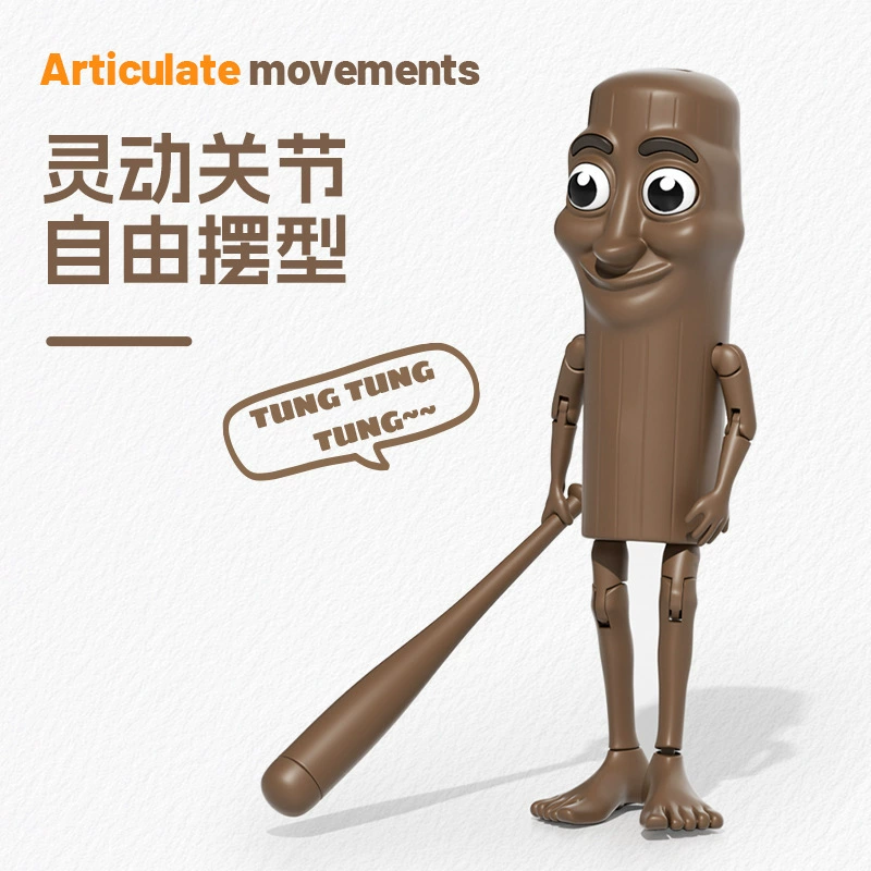 Трансграничная деревянная фигурка TungTungTungSahur в сборе, игрушка для снятия стресса Shanhaijing, креативная абстракция