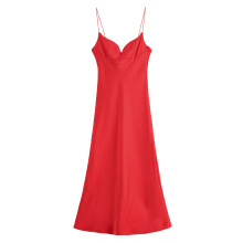 外贸批发春季新款女装欧美风时尚度假风丝绸质感长连衣裙 2968052