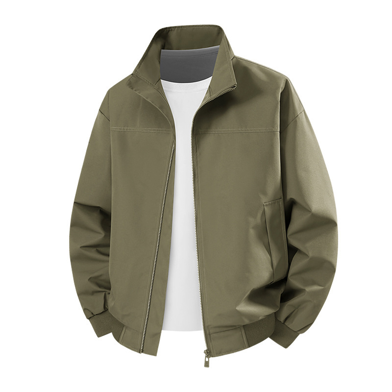 American Retro Jacket Men's Motorcycle High-Neck Coat Japanese Style Spring and Autumn Windproof Hong Kong Style Loose Drop Shoulder Top Trendy