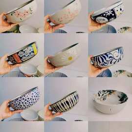 日式库存高温陶瓷碗汤碗创意釉下彩家用饭店陶瓷碗汤碗拉面碗批发