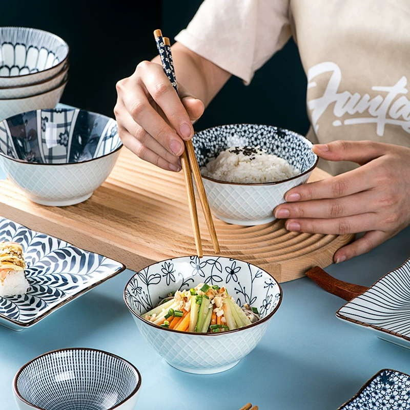 Japanese blue and white ceramic tableware, gift box, creative set
