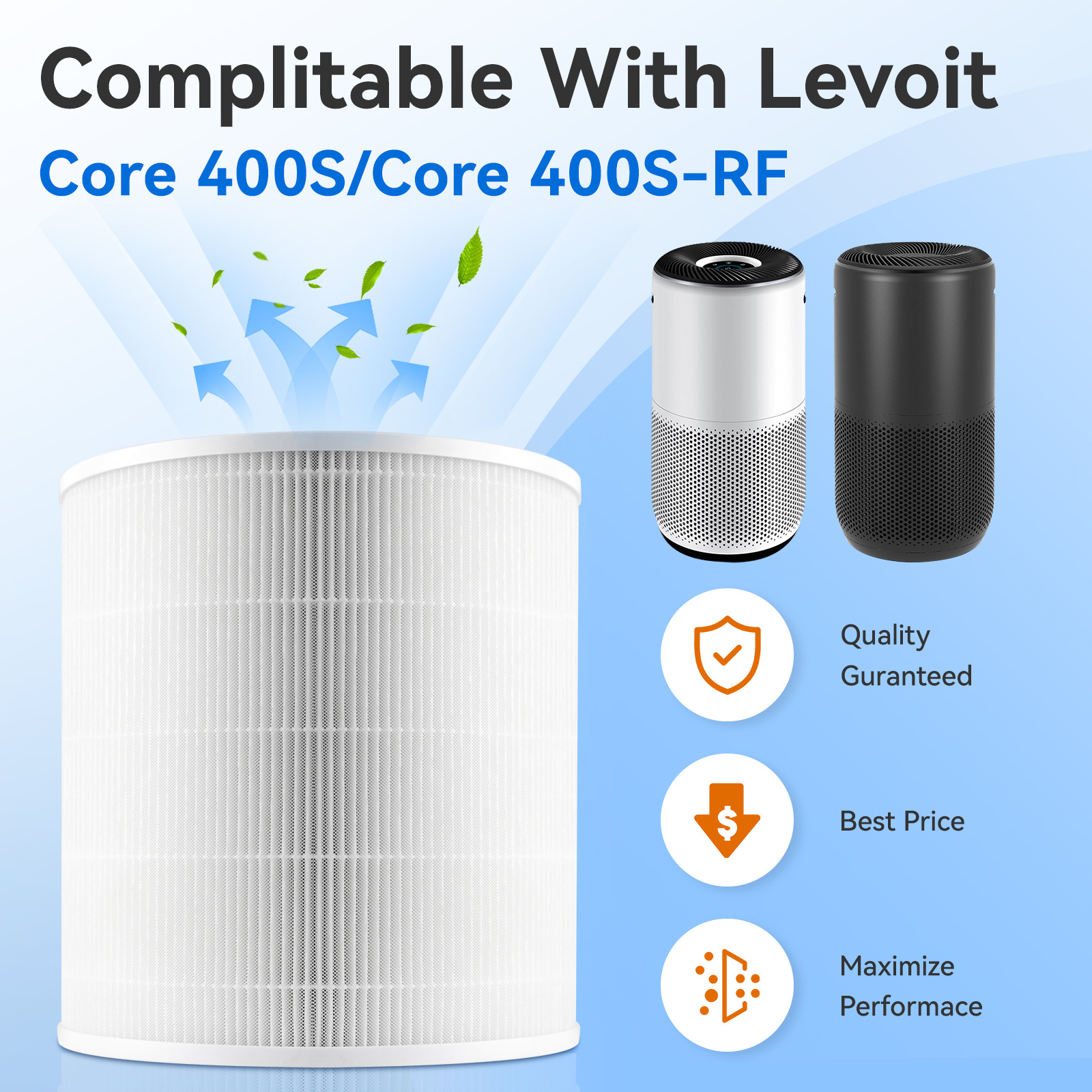 Huixi는 LEVOIT 공기청정기 Core 400s 활성탄 포름알데히드 및 스모그 필터에 적합합니다.