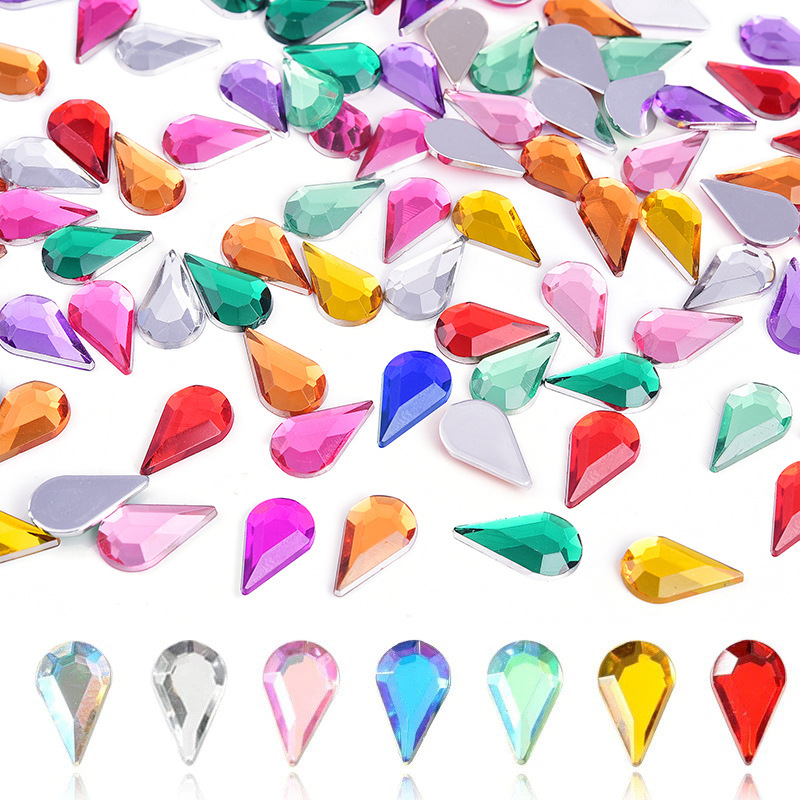 One Hundred 6X10Mm Pointed Water Drop Acrylic Flats Bottom Diamond Clothing Wedding Accessories Accessories DIY Nail Art Patches