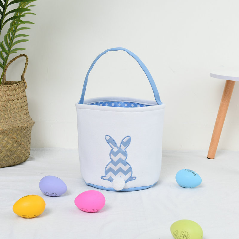 2024 nueva cesta de Pascua huevo decoraciones conejo de peluche cola de conejo cesta de almacenamiento cubo portátil al por mayor
