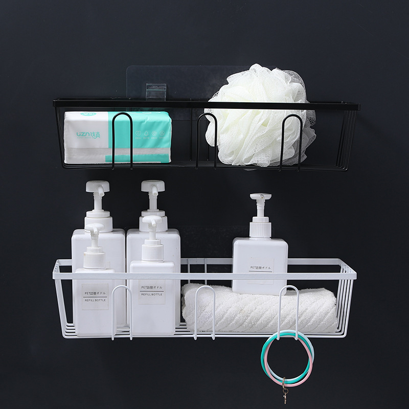 Iron art Storage basket bathroom Wall Punch holes No trace Shelf multi-function kitchen Leachate Iron art Hanging basket