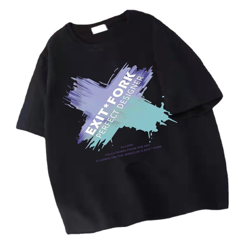 Camiseta de Algodón Puro, Estilo Moderno 2024, 200g, Holgada, Talla Grande, Cuello Redondo, Estampada, Deportiva, para Hombre