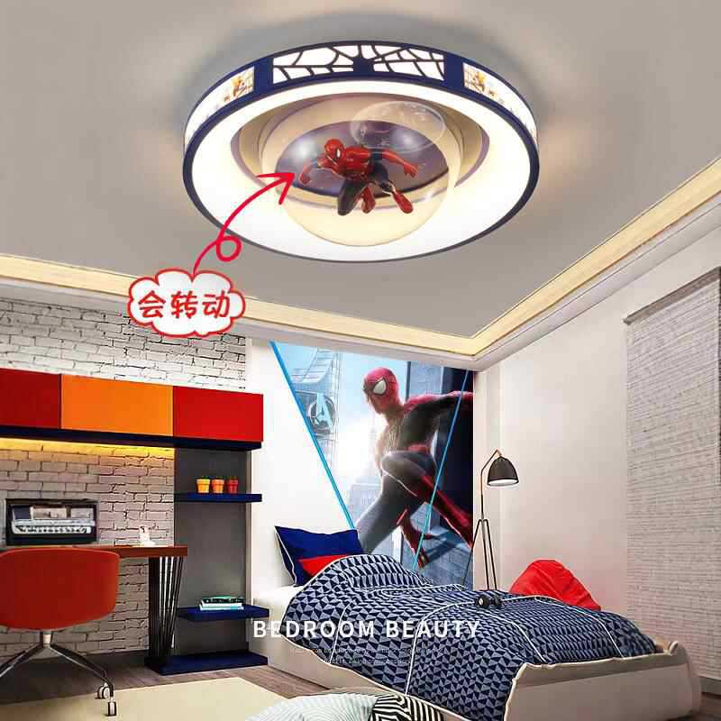 Children's Room Lights Boys Bedroom American United Cartoon Rotating Spiderman Lights Full Spectrum Eye Protection Led Ceiling Light Children's Room Lights Boys Bedroom American United Cartoon Rotating Spiderman Lights Full Spectrum Eye Protection Led Ceiling Light