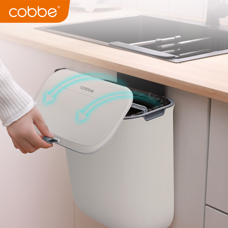 Kabei Kitchen Trash Can Wall-Mounted with Lid, Bathroom Cabinet Door Hanging Storage Bin, Paper Basket, 2026 New Model