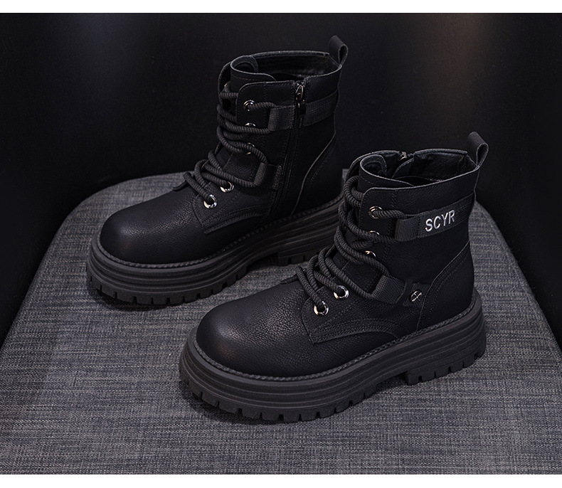 Giày boot nữ cổ ngắn đế dày phong cách Martin, lót lông ấm mùa đông — M2626-1 vàng lót nhung, M2626 màu vàng một lớp lót trong, M2626-1 kaki lót nhung, M2626 một lớp màu đen chi tiết 27