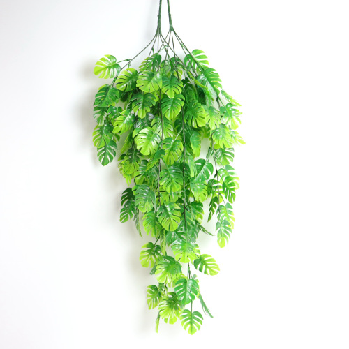 Cross-border simulation artificial plant Monstera wall hanging vine green leaves indoor suspended ceiling flower vine basket Monstera