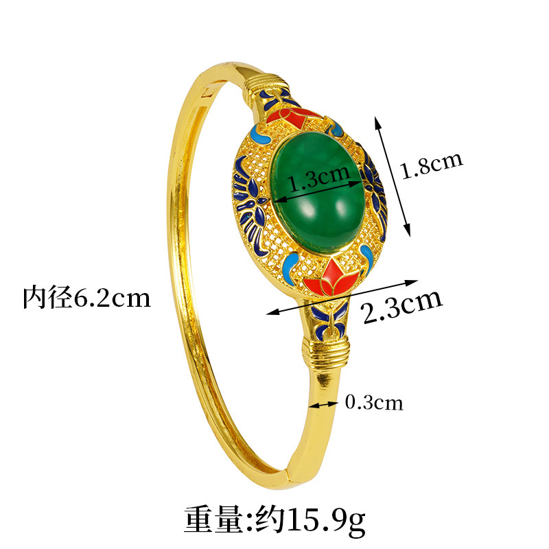Esmalte de oro de arena vietnamita pintado pulsera de calabaza abierta retro estilo nacional aleación de cobre no se desvanece joyas al por mayor