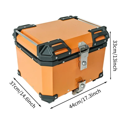 PL new model colorful universal motorcycle aluminum alloy tail box 45 liters waterproof thickened rounded corners all-aluminum alloy rear tail box (Motorcycle trunk) - 45lgolden-orange