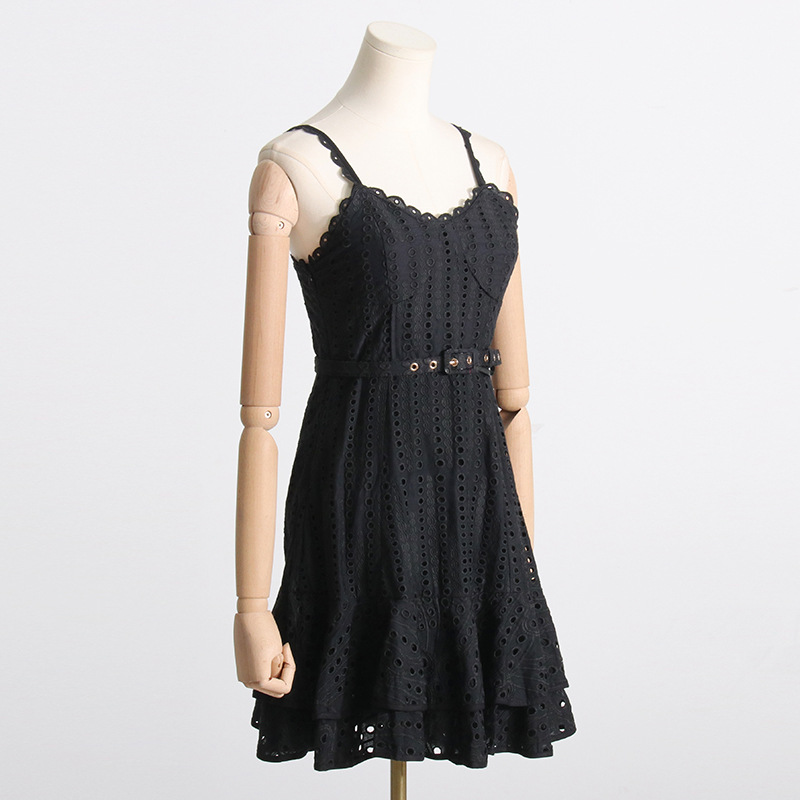2026 Summer New Style Heavy Embroidery Sexy Ruffle Strap Dress, Slimming Waist, Elegant Short Dress For Women_ecoleips.com