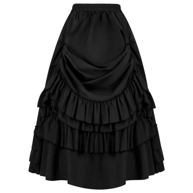 2025 New Women's Retro Gothic Victorian Style Skirt Renaissance Stage Performance Skirt