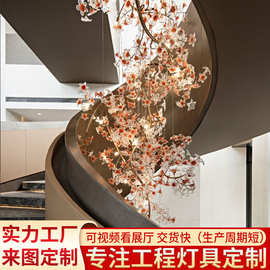 楼梯长吊灯别墅旋转loft公寓挑高客厅楼梯间灯复式楼中楼梯灯定制