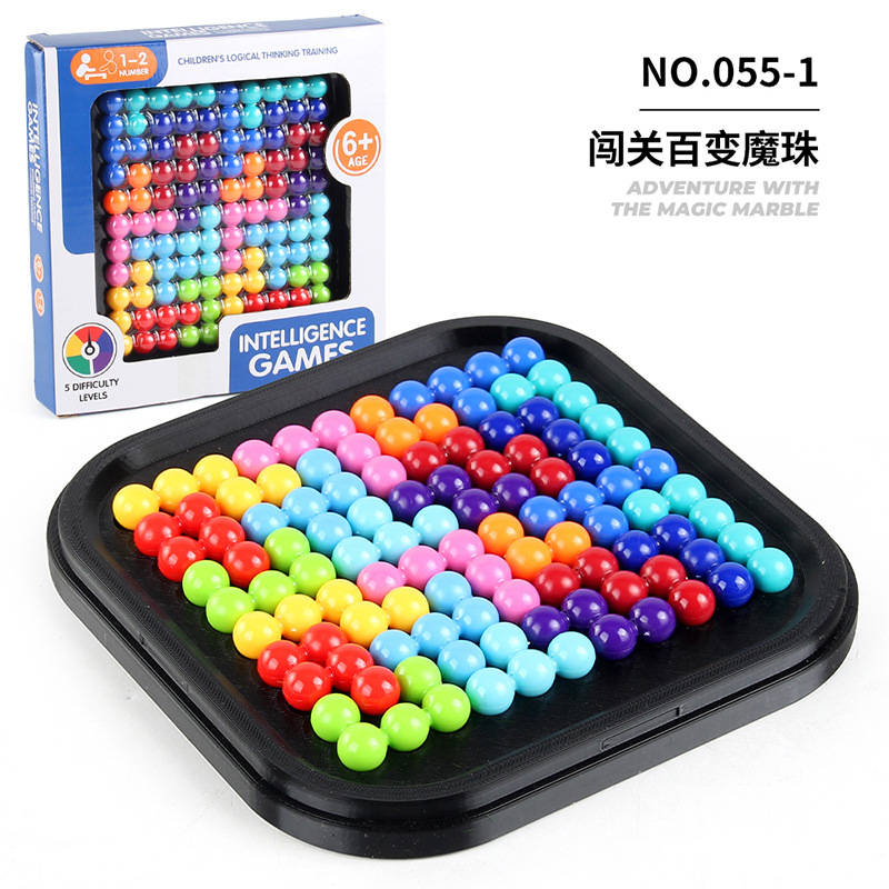 Exportación transfronteriza cerebro entrenamiento de pensamiento lógico juegos de mesa rompecabezas inteligente juegos de bolsillo juguetes de perlas de color