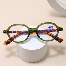 跨境新款韩版复古网红同款椭圆防蓝光老花镜女高级感素颜眼镜批发