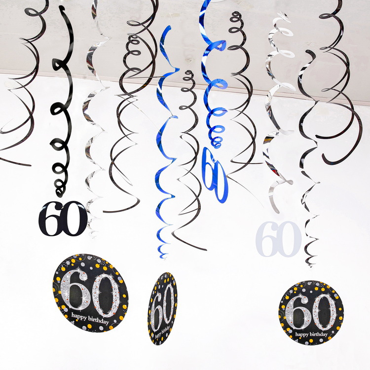 Fiesta de cumpleaños de Amazon Colgante en espiral de PVC de 12 piezas 30 años 40 años 50 años 60 años Decoración de cumpleaños