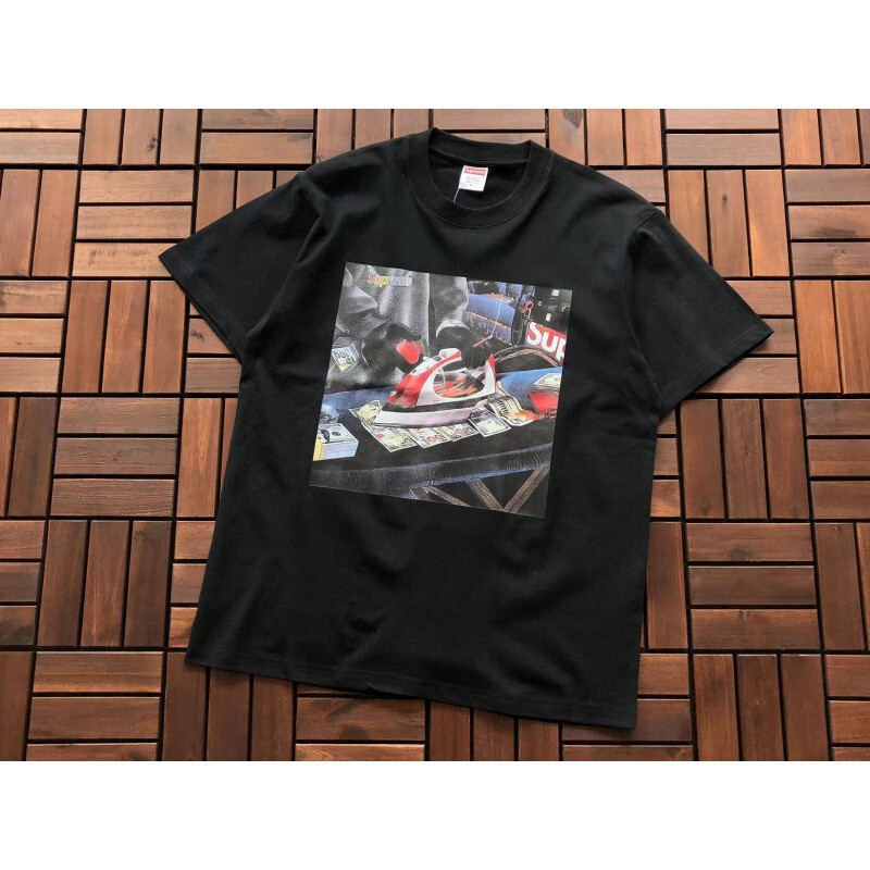 Supreme Cross-Border Original Pure Cotton Short-Sleeve Unisex Trendy Street Style Letter Print Heavyweight T-Shirt Loose Fit