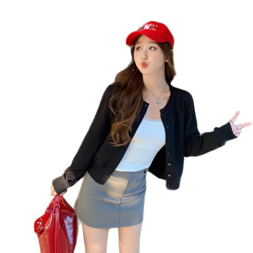 Knitted open jacket women's autumn clothing 2025 new yellow top thin spring and autumn outerwear loose