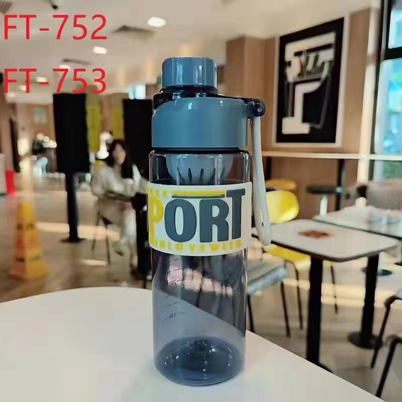 FT-752 espacio taza pareja deportes taza de agua con escala con compartimiento de té cuerda doble bebida taza de plástico al aire libre estudiante taza