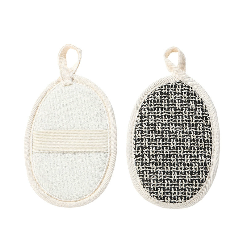 Loofah Bath Sponge (Natural), Cotton‑Linen & Loofah, Multiple Sizes 8×8–12×12 cm