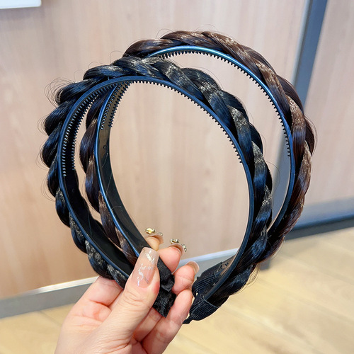  new style braided wig headband, handmade fishbone braided headband, internet celebrity braided hairpin for women