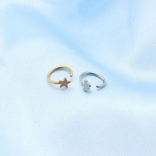 Cross-border supply wholesale stainless steel C-shaped nose ring, five-pointed star nose nail, 18K vacuum plating, body piercing jewelry