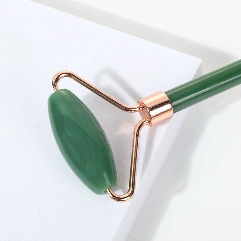 Jade Face Massager — Double-Sided Roller & Gua Sha, Metal Frame, Gift Box Options