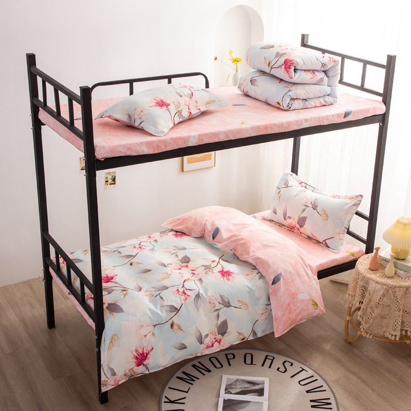 Cotton printing student Three pure cotton Single sheet Quilt cover dormitory Bunk beds Four piece suit washing