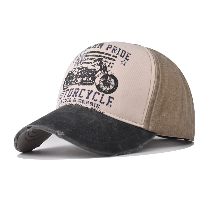 Algodón transfronterizo lavado gorra de béisbol para hombres y mujeres estilo coreano gorra de pico británico shabby Denim al aire libre impreso sombrero apenado image 14