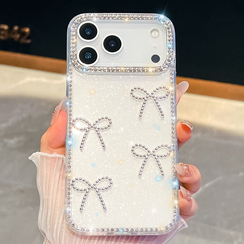 闪粉珍珠蝴蝶适用iPhone17Air苹果16E手机壳15promax奢华闪钻跨境|undefined
