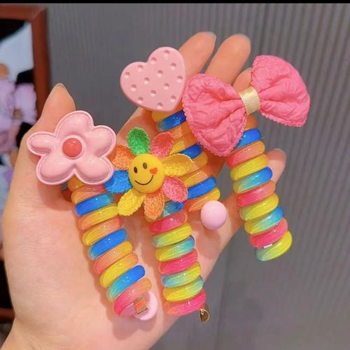 Korean version of phone cord hair band, children's braided hair bundle, high elastic rope, high appearance, rubber band hair rope, durable hair accessory