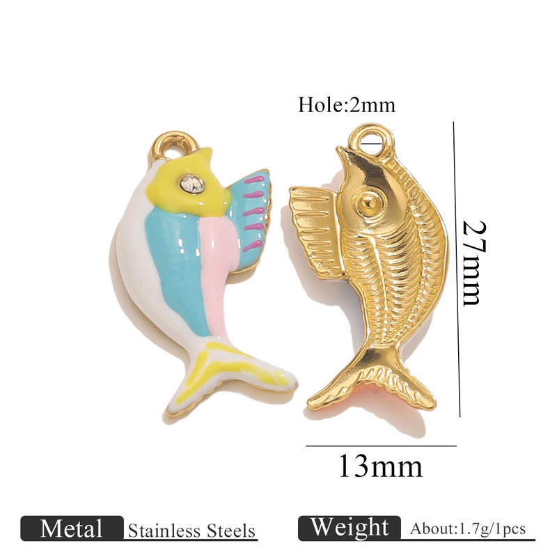 ステンレス鋼のカラフルなオイルドリップ海の魚 DIY ペンダントチタン鋼ジュエリーアクセサリーペンダントネックレスブレスレットアクセサリーペンダント|undefined