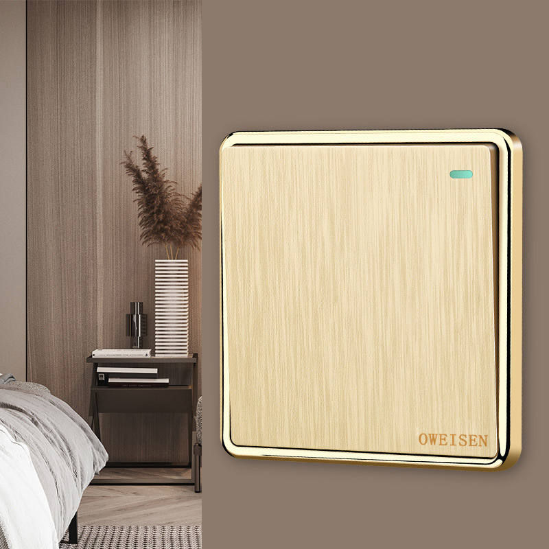 86-type hidden champagne gold brushed wall home two and three hole panel five-hole outlet manufacturer switch outlet