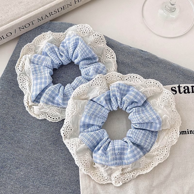 Anillo de cabello coreano de rayas de intestino grande de alta calidad para mujeres cuerdas de cabello lindas cuerdas de cabello de banda de goma de alta elasticidad cubierta de cabello