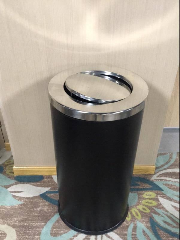 Stainless steel trash can lid direct smoking hotel commercial cigarette holder public round bucket storage bucket swinging lid ashtray