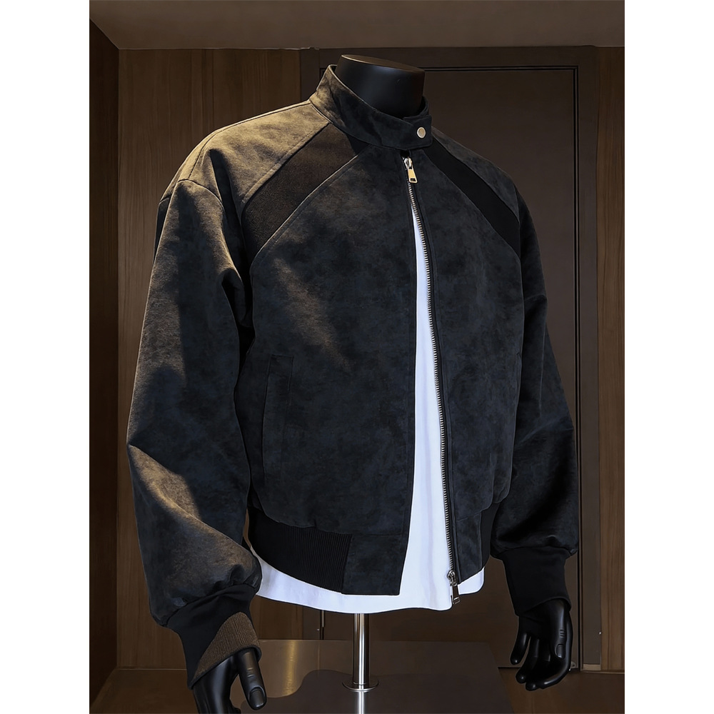 2026 Spring Fashion Brand American Deconstruction Neutral Style Old Flight Suit Jacket Men's Short Spring PU Leather Jacket_voghion.com
