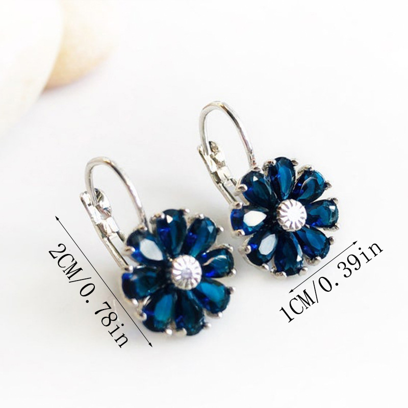 Blue fashionable universal classic earrings with zircon