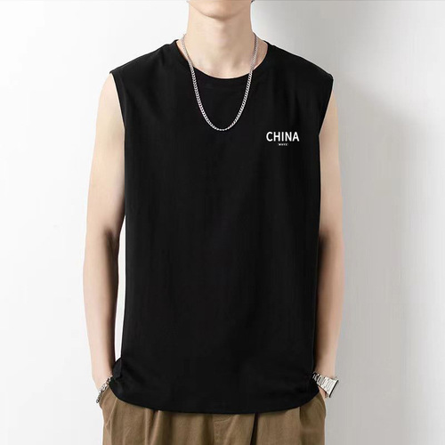 Men's Sleeveless Vest 2024 New Summer Thin Style Men's Loose-Fitting Sleeveless Waistcoat Breathable Top